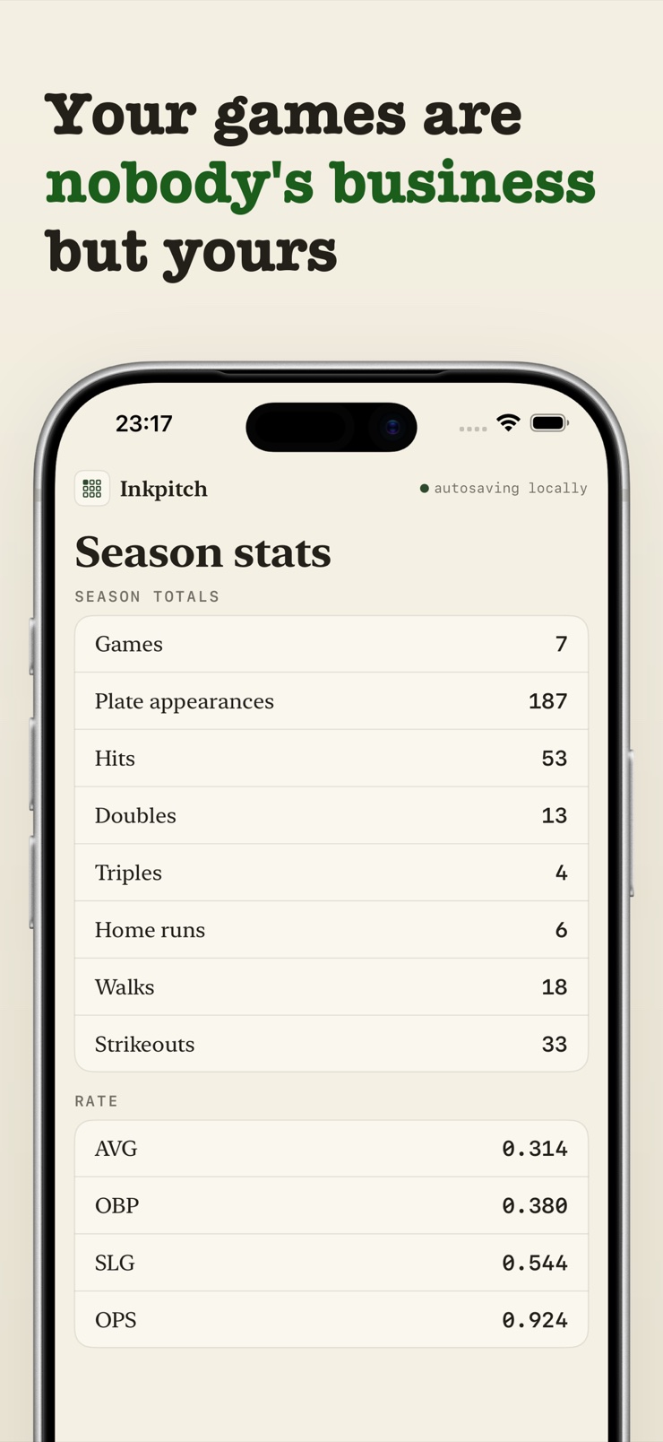 Lineups, substitutions, and live pitch count tracking