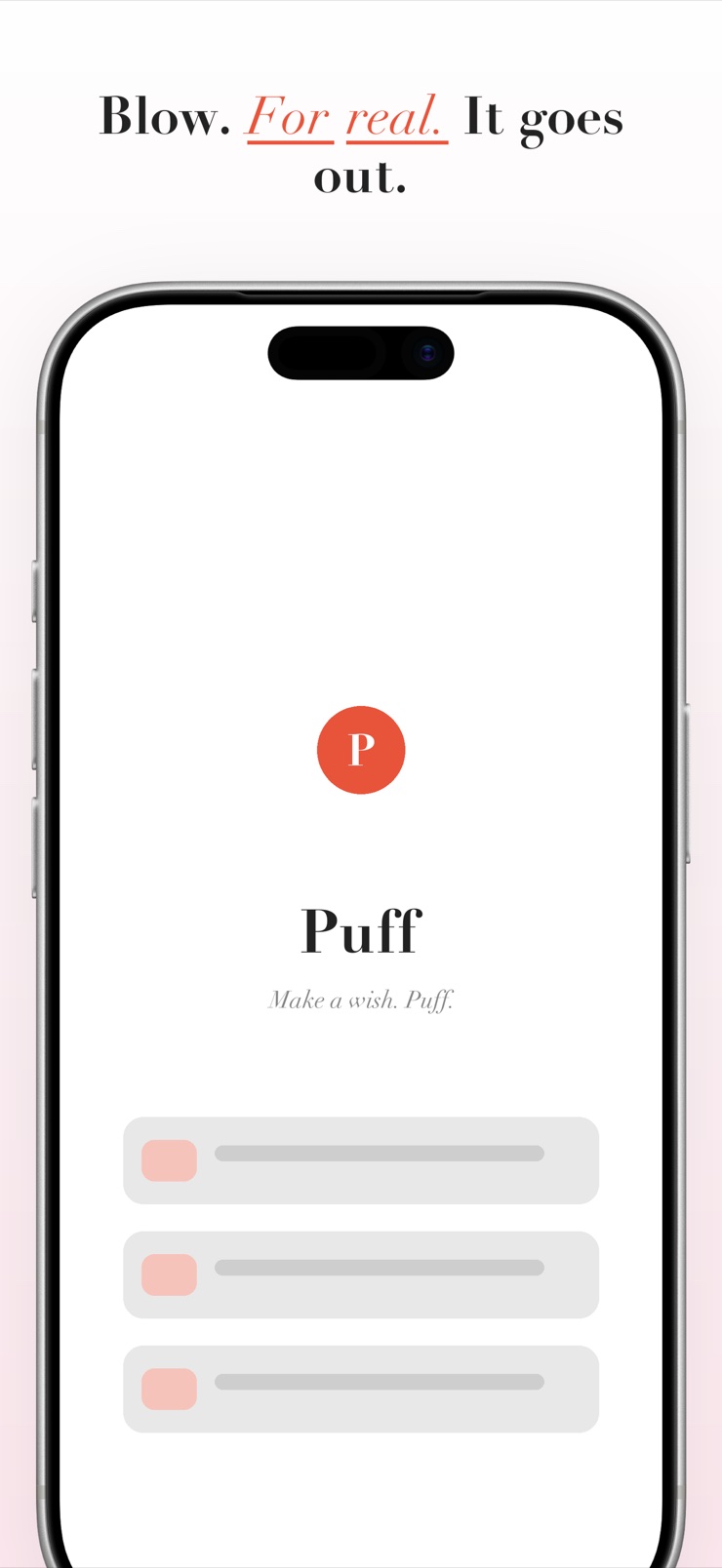 Blowing out virtual birthday candles on iPhone with a real breath