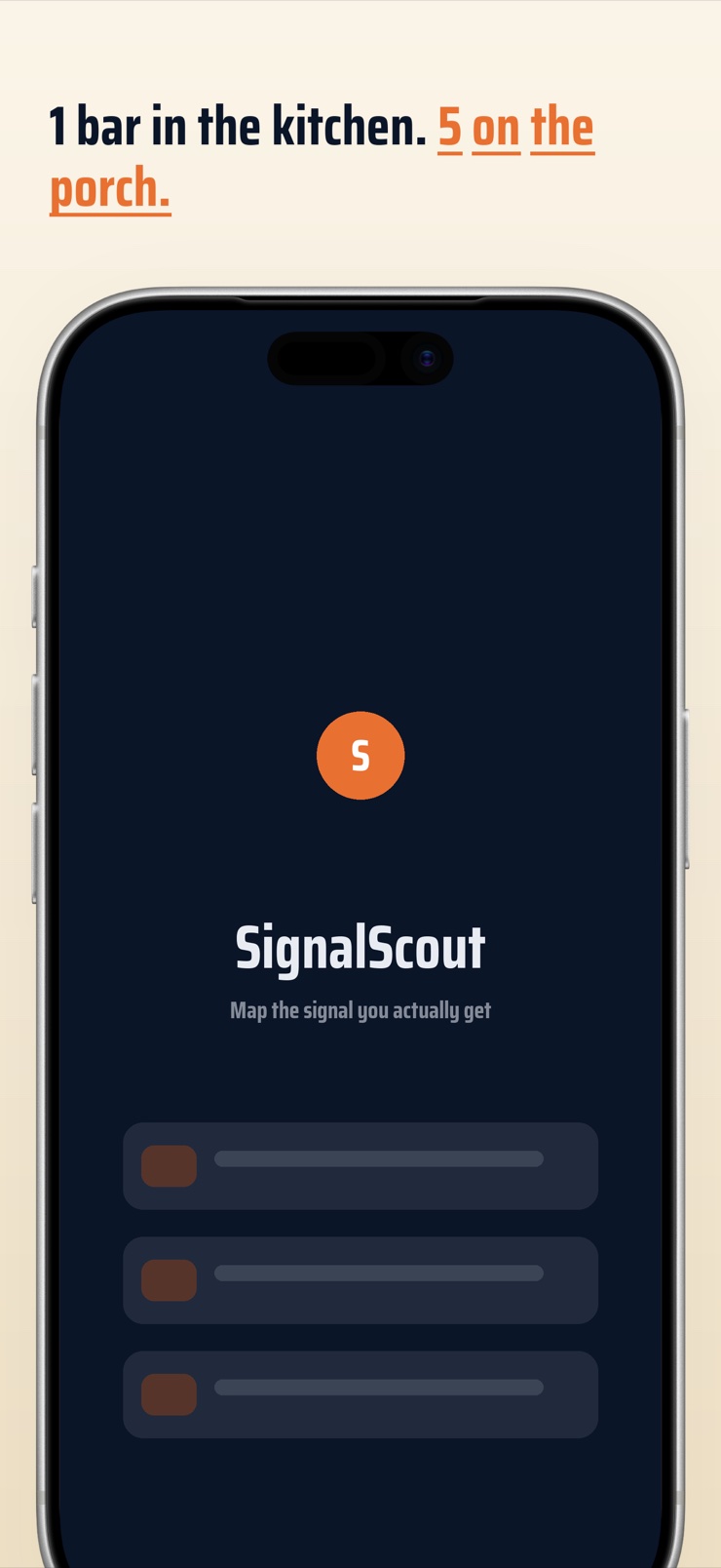 Personal cell signal map with strong and weak readings around a house