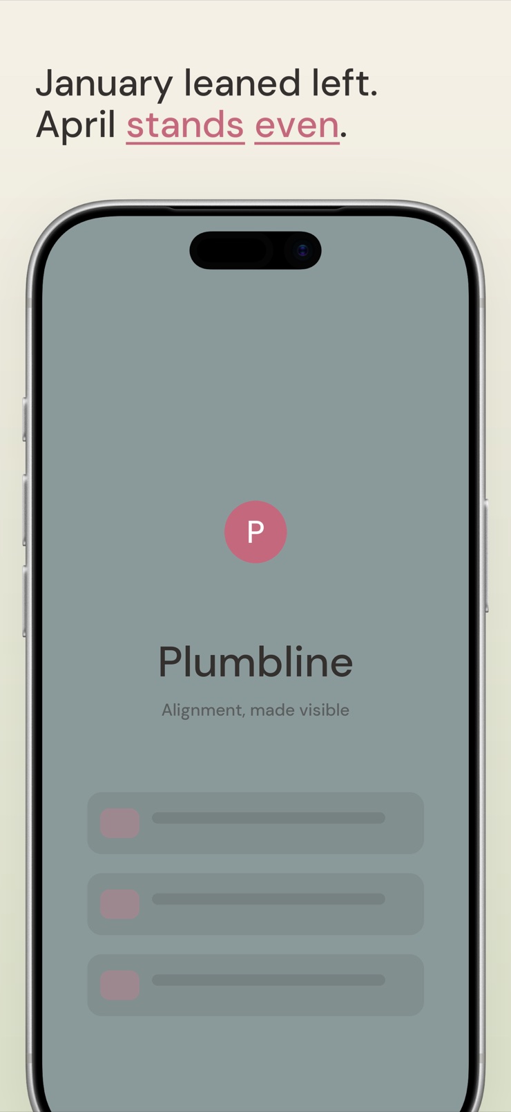 Plumbline posture photo timeline with monthly entries and tilt chips
