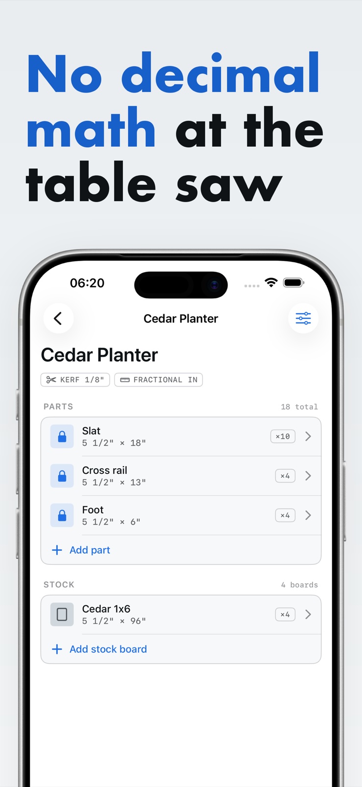 Grain direction toggle on a part in the cut list editor