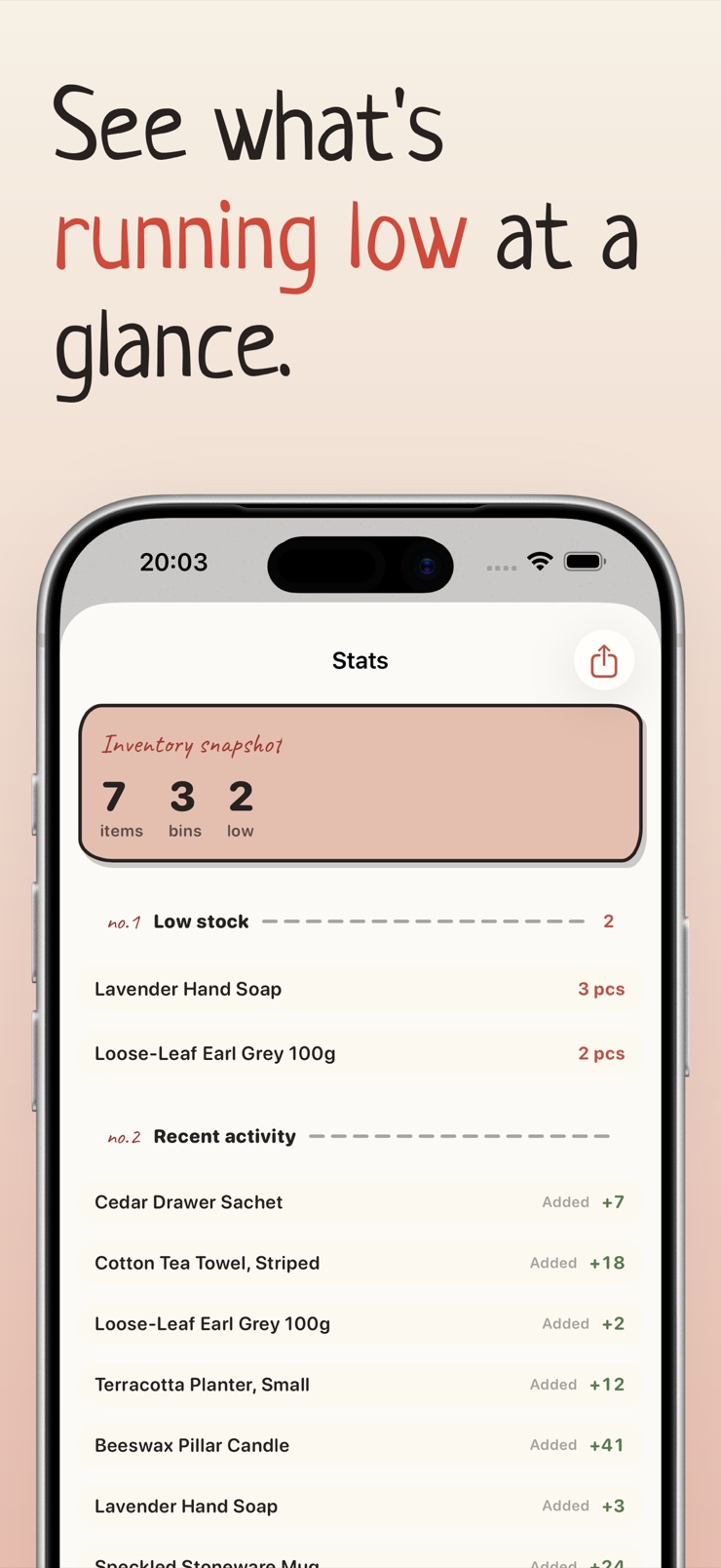 Stockpile app screen on iPhone