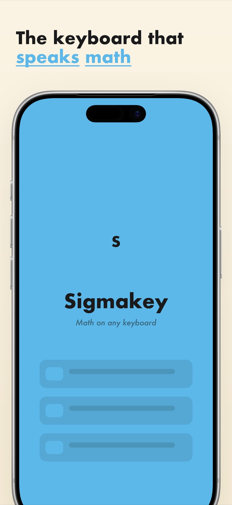 Sigmakey math keyboard typing a definite integral on iPhone