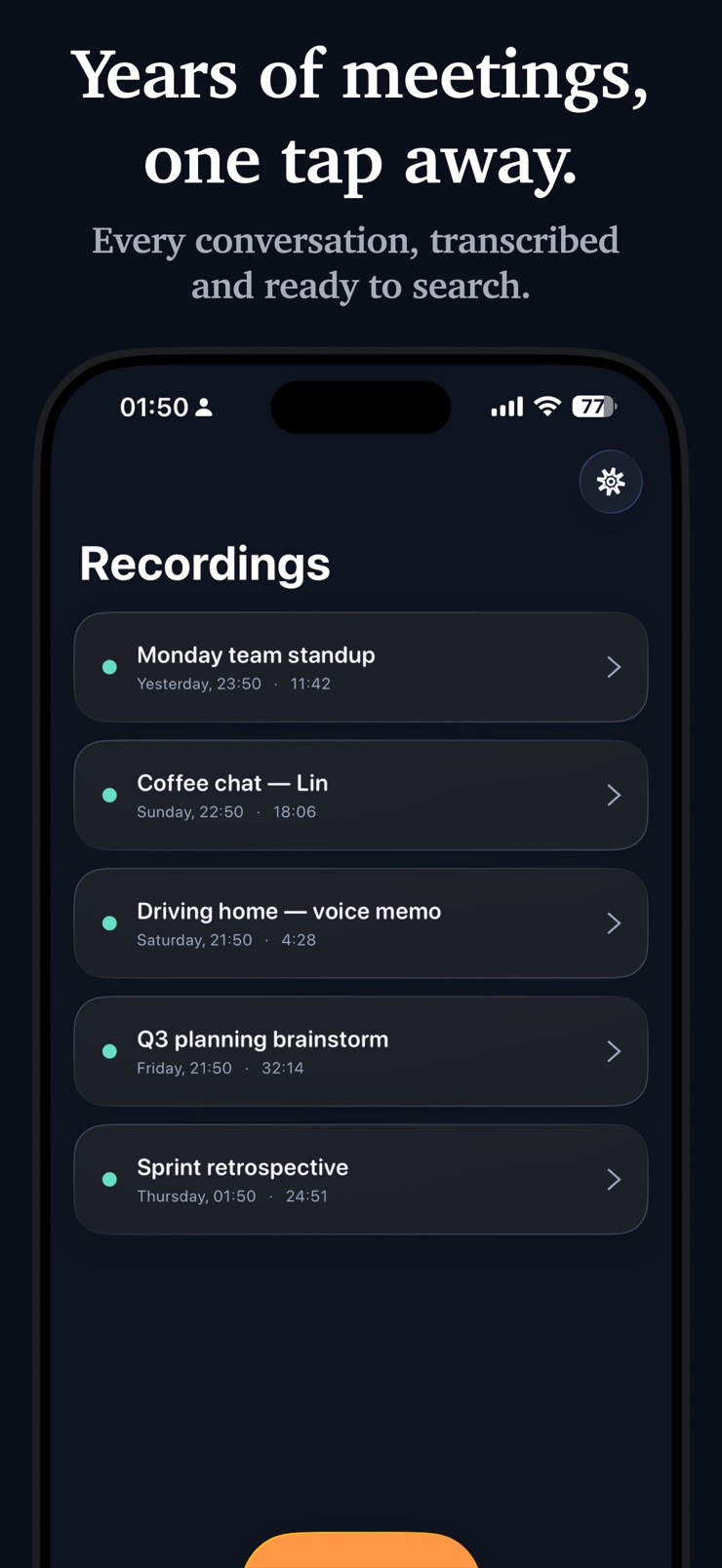 Action items checklist generated from a recorded conversation