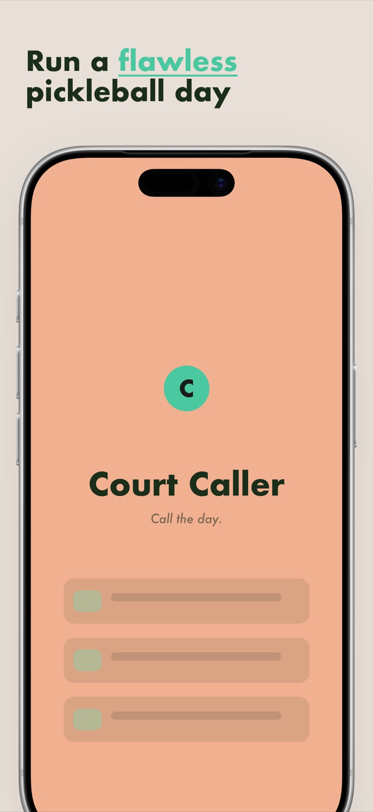 Court Caller board showing round pairings and labeled court assignments