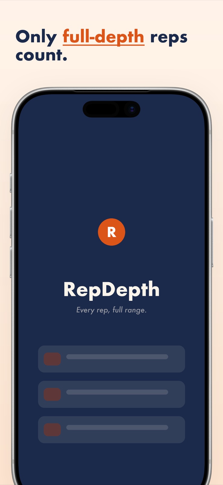 RepDepth home screen with verified push-up total and streak